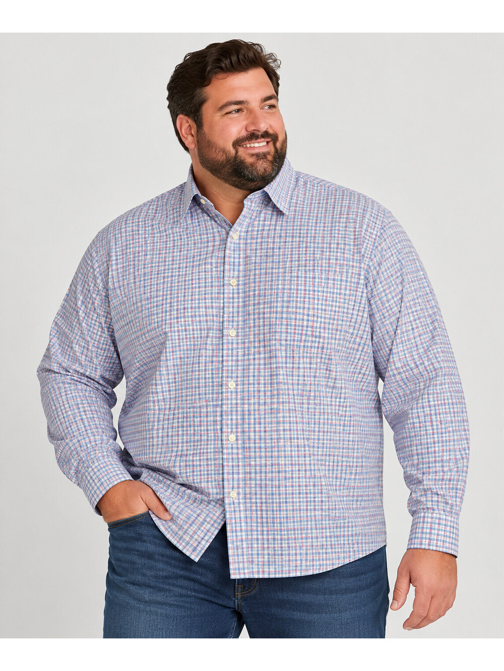 UNTUCKit Mens XXXL Classic Fit Shirt Red Blue Check Plaid Button Down 3XL